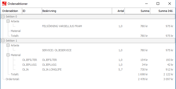 Sektion - INFOFLEX FORDON 5.0