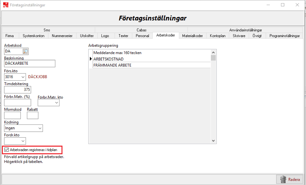 Bocka sedan ur "Arbetsraden registreras i tidplan" för att den inte ska visas i tidplan